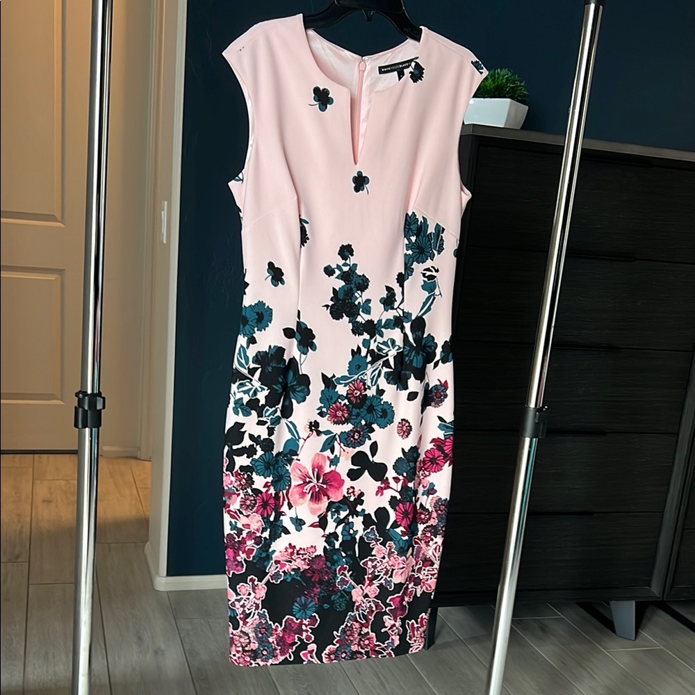 White House Black Market Pink and Black Floral Dress